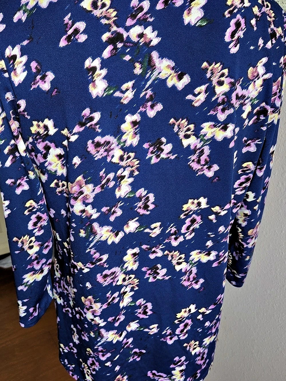 APT. 9 Floral Long Sleeve Tunic Blue & Pink Size 9 - Picture 4 of 8